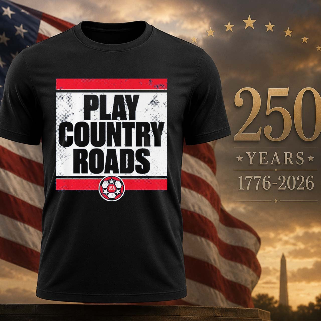 USA Play Country Roads - Adult & Kids T-Shirts, Sweatshirts & Hoodies apparel design preview 1