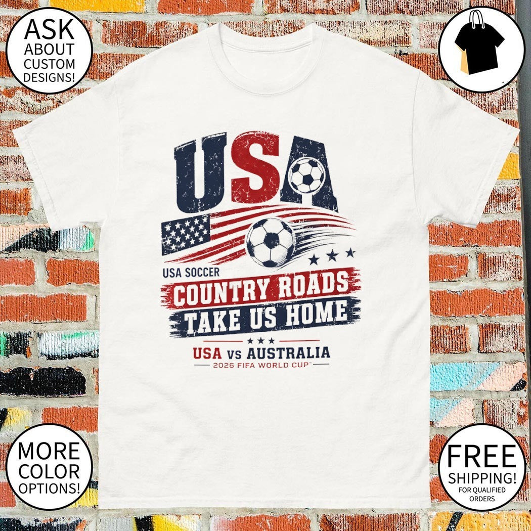 USA Soccer vs Australia Commemorative Country Roads - Adult & Kids T-Shirts, Sweatshirts & Hoodies apparel design preview 1