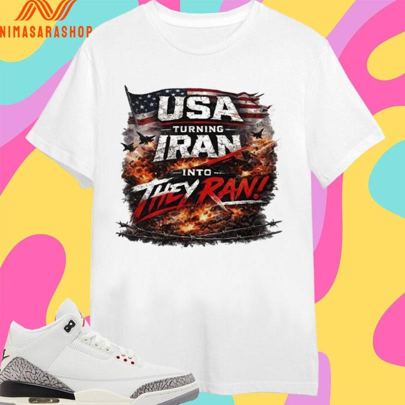 USA Turning Iran Into They Ran - Adult & Kids T-Shirts, Sweatshirts & Hoodies apparel design preview 1