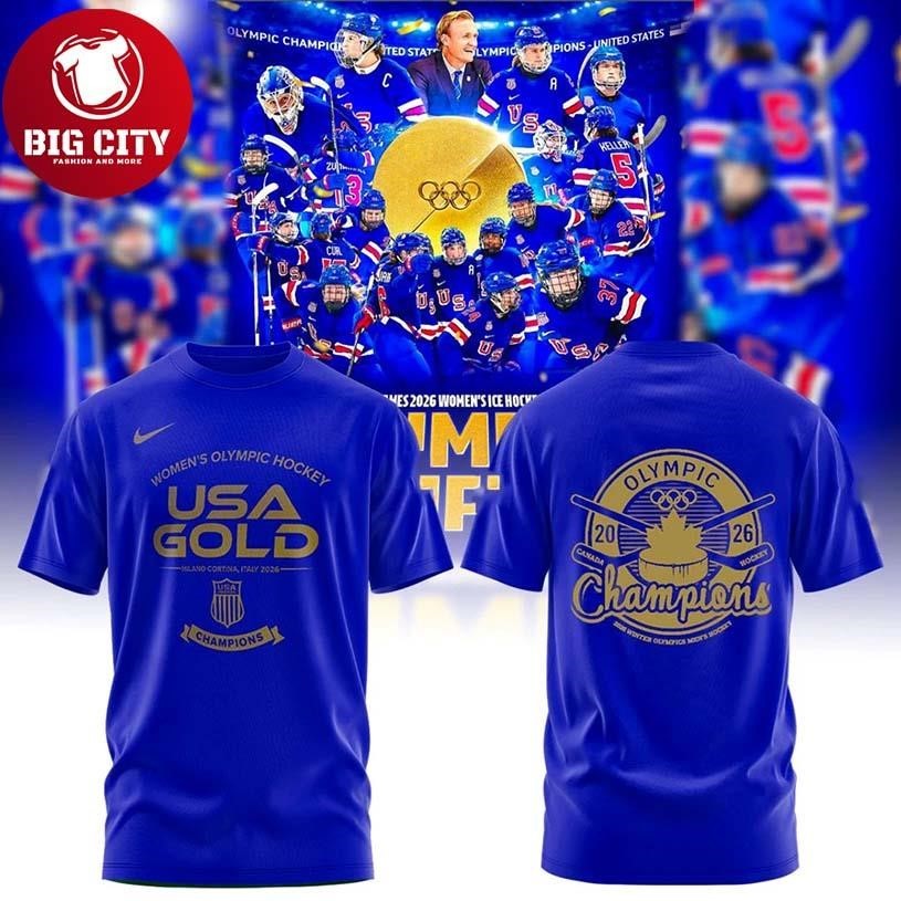USA Women Hockey Gold Medal Milano Cortina 2026 - Adult & Kids T-Shirts, Sweatshirts & Hoodies apparel design preview 1