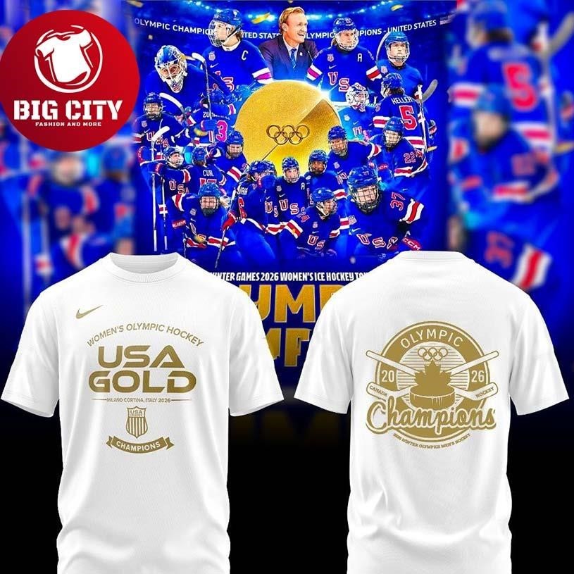 USA Women Hockey Gold Medal Milano Cortina 2026 Two - Adult & Kids T-Shirts, Sweatshirts & Hoodies apparel design preview 1