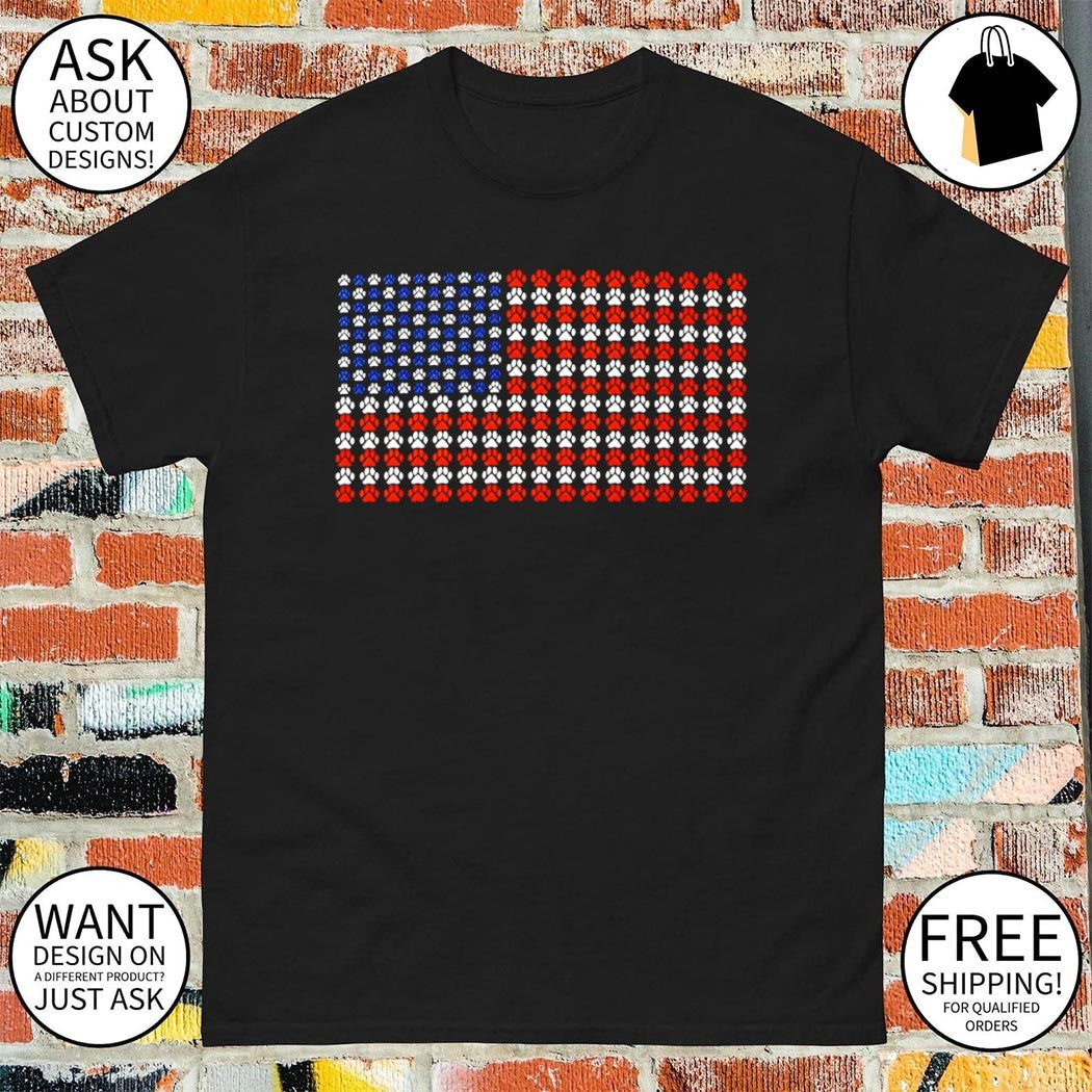 USA flag Dog paw America 4th of July - Adult & Kids T-Shirts, Sweatshirts & Hoodies apparel design preview 1