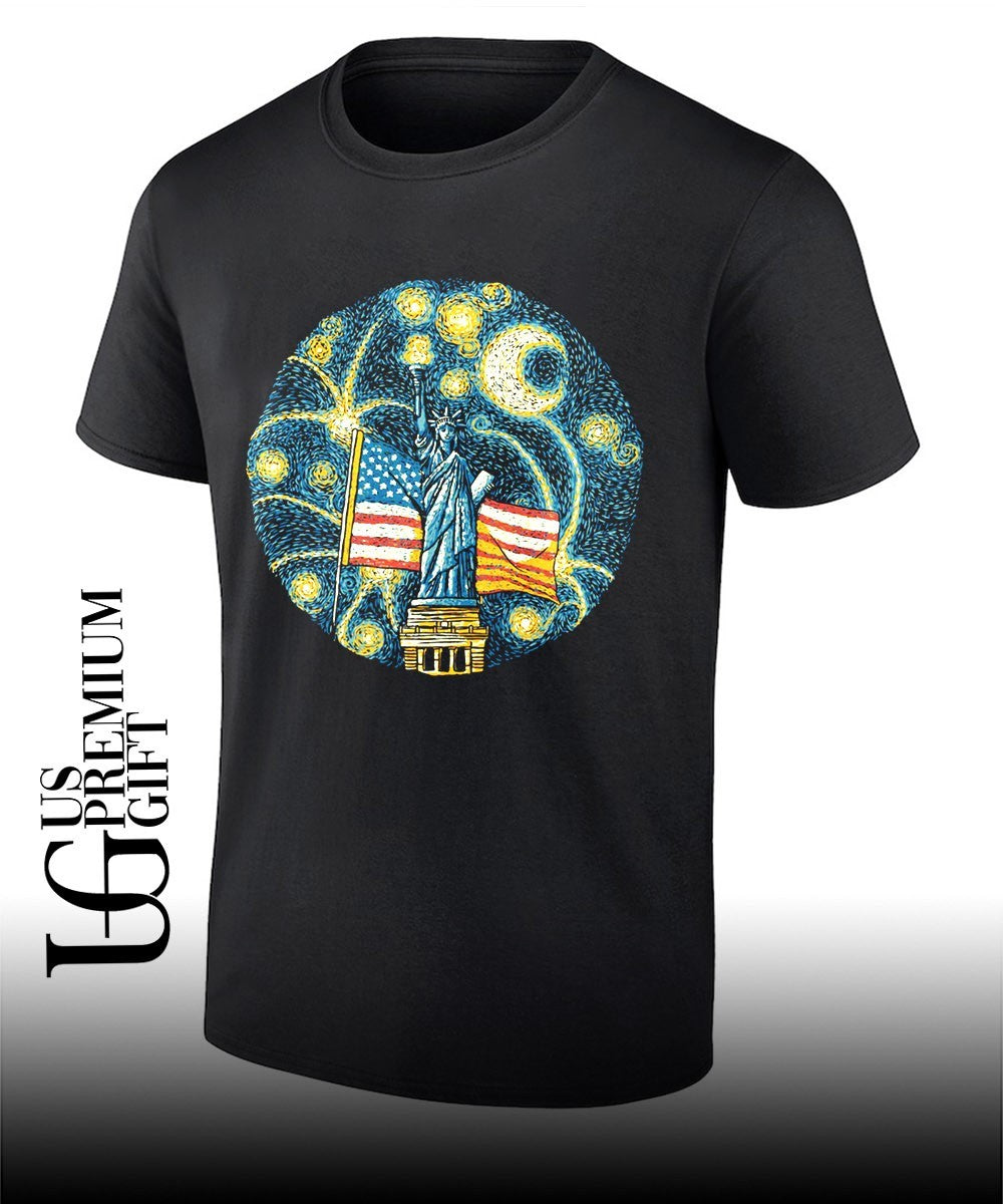 USA flag Firework Starry Night - Adult & Kids T-Shirts, Sweatshirts & Hoodies apparel design preview 1