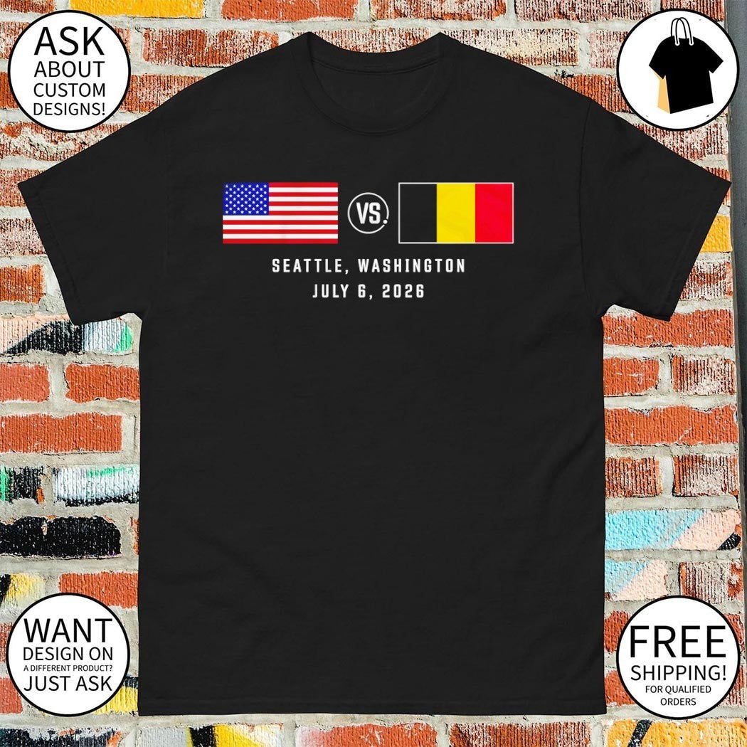 USA vs Belgium Soccer Matchup Seattle Washington July - Adult & Kids T-Shirts, Sweatshirts & Hoodies apparel design preview 1