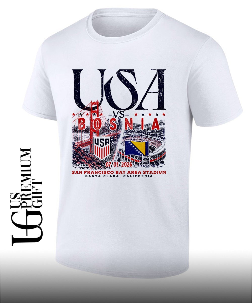 USA vs Bosnia Soccer Match 2026 San Francisco Bay - Adult & Kids T-Shirts, Sweatshirts & Hoodies apparel design preview 1