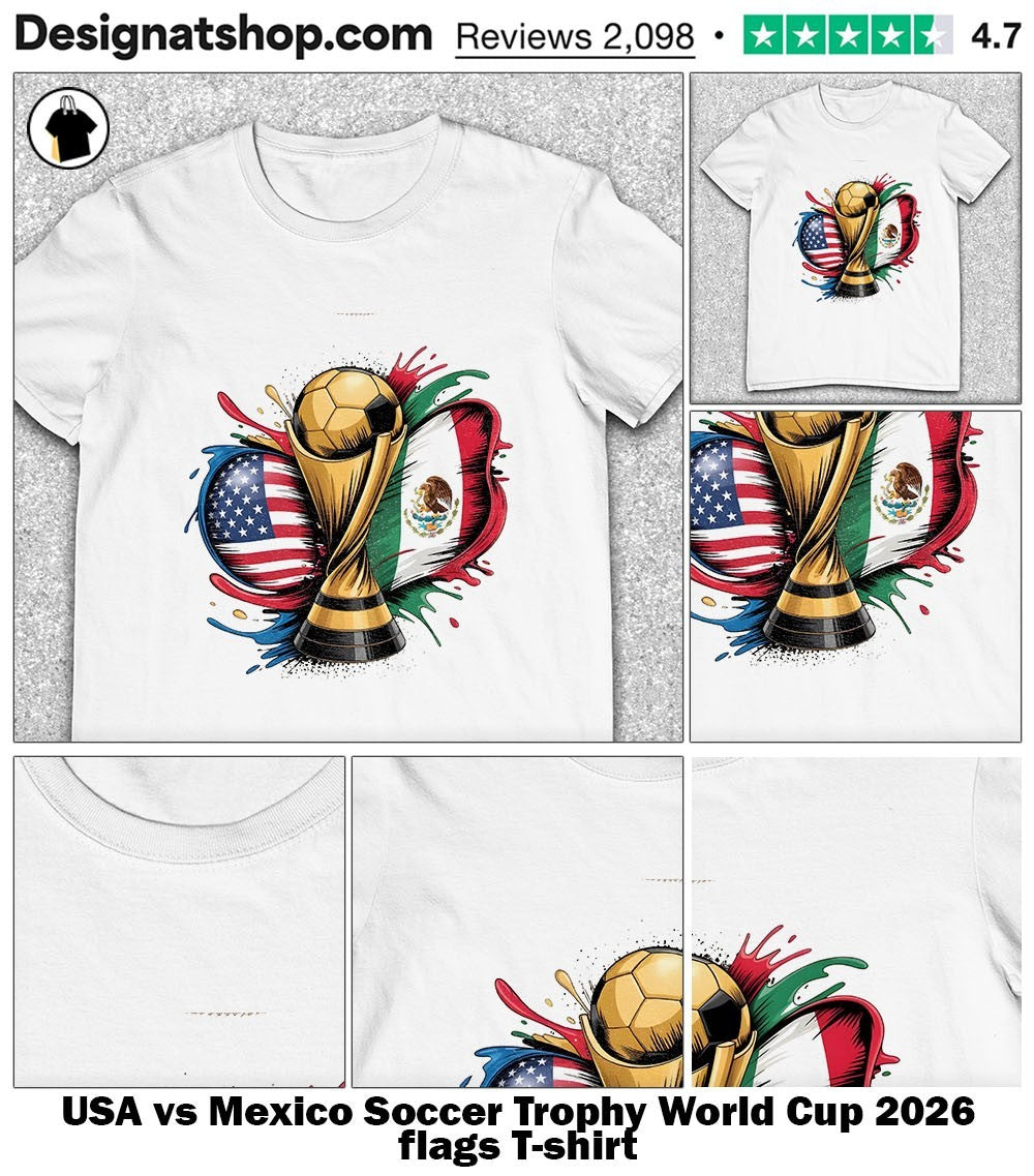 USA vs Mexico Soccer Trophy World Cup 2026 flags - Adult & Kids T-Shirts, Sweatshirts & Hoodies apparel design preview 1