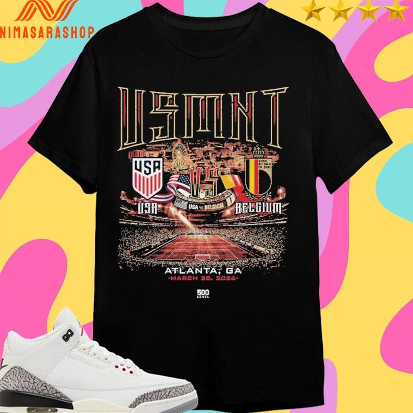USMNT Vs Belgium 2026 Match Up Atlanta Ga March 28 - Adult & Kids T-Shirts, Sweatshirts & Hoodies apparel design preview 1