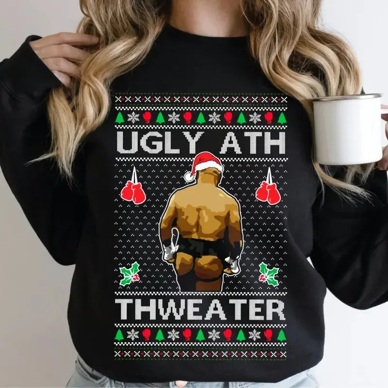 Ugly Ath Merry Chrithmith Mike Tyson Butt Viral Ass - Adult & Kids T-Shirts, Sweatshirts & Hoodies apparel design preview 1