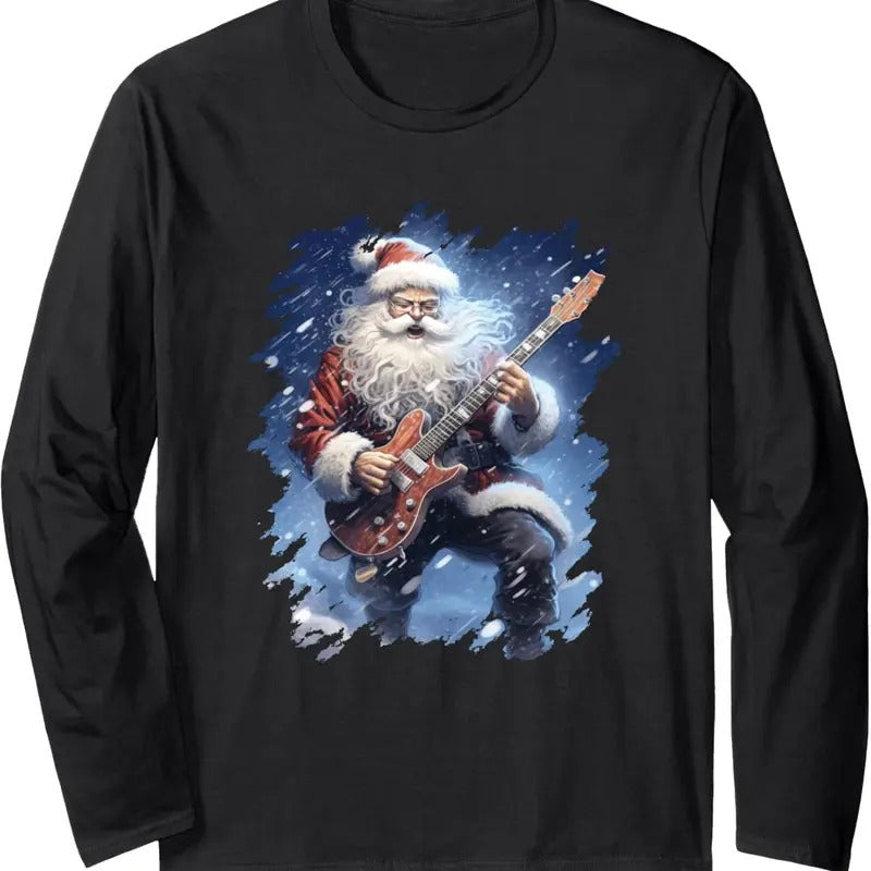 Ugly Santa Claus Playing Guitar - Adult & Kids T-Shirts, Sweatshirts & Hoodies apparel design preview 1