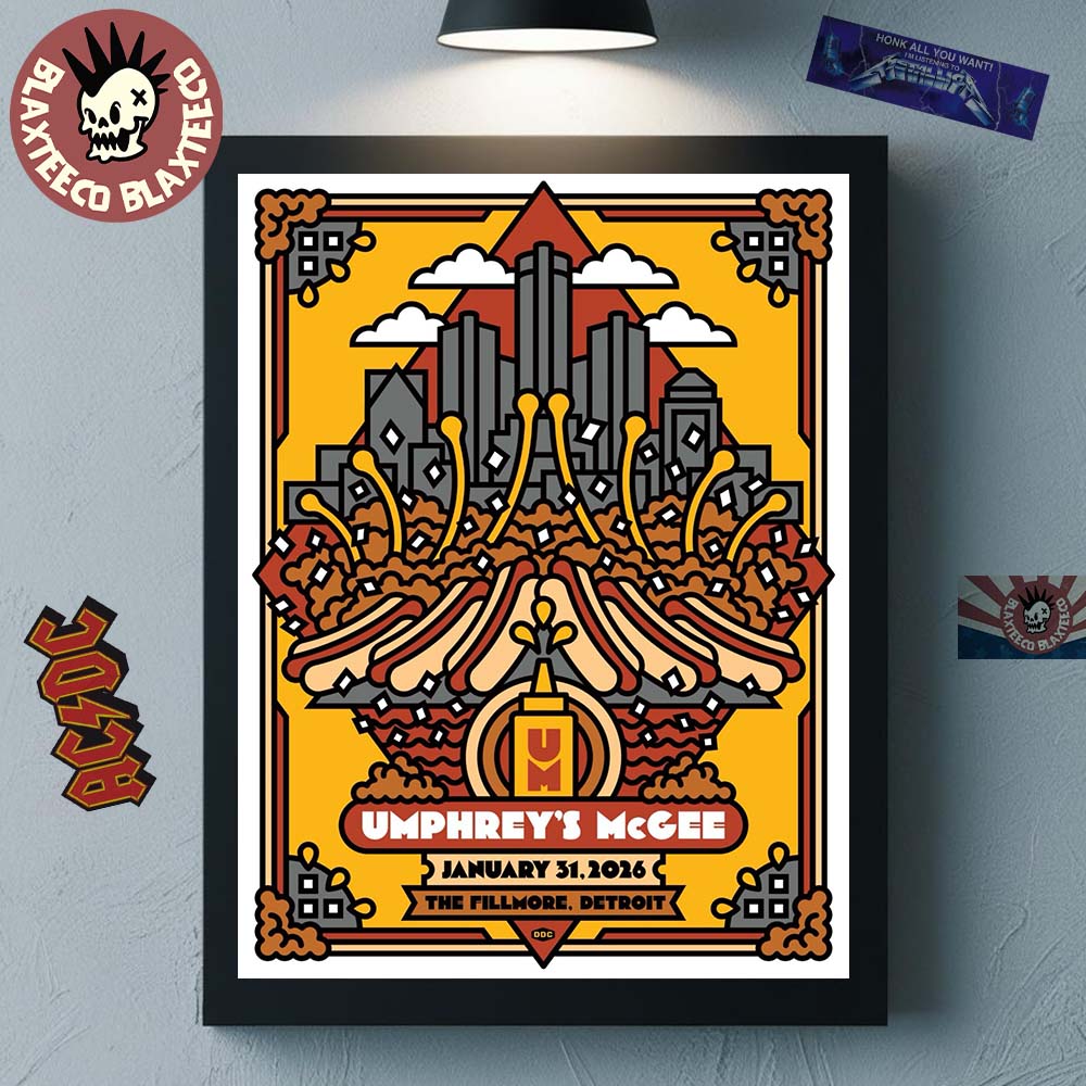 Umphrey's McGee Detroit Michigan 2026 Event Poster At - Adult & Kids T-Shirts, Sweatshirts & Hoodies apparel design preview 1
