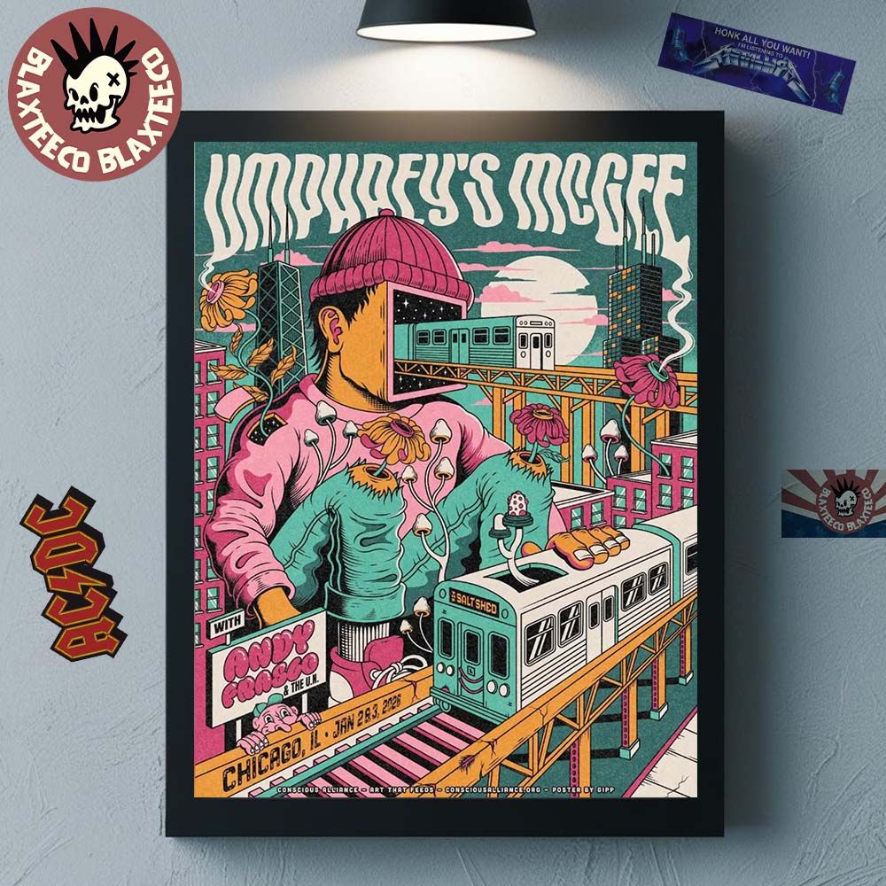 Umphreys Mcgee Chicago Illinois 2026 Event Poster At - Adult & Kids T-Shirts, Sweatshirts & Hoodies apparel design preview 1