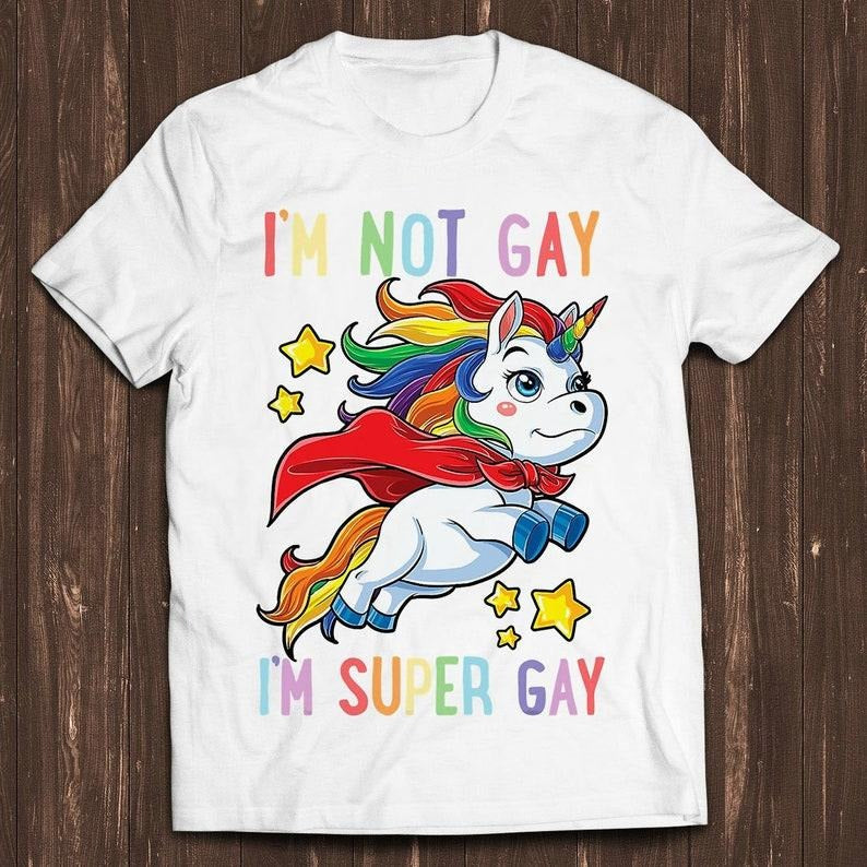 Unicorn Super Gay Pride LGBT LGBTQ Ally Rainbow Flag - Adult & Kids T-Shirts, Sweatshirts & Hoodies apparel design preview 1