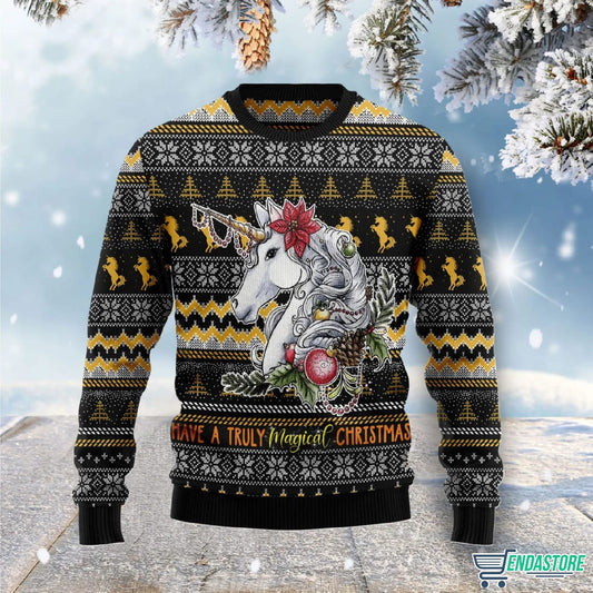 Unicorn Truly Magical Christmas 3D Ugly Christmas Sweater - Holiday Gift product image
