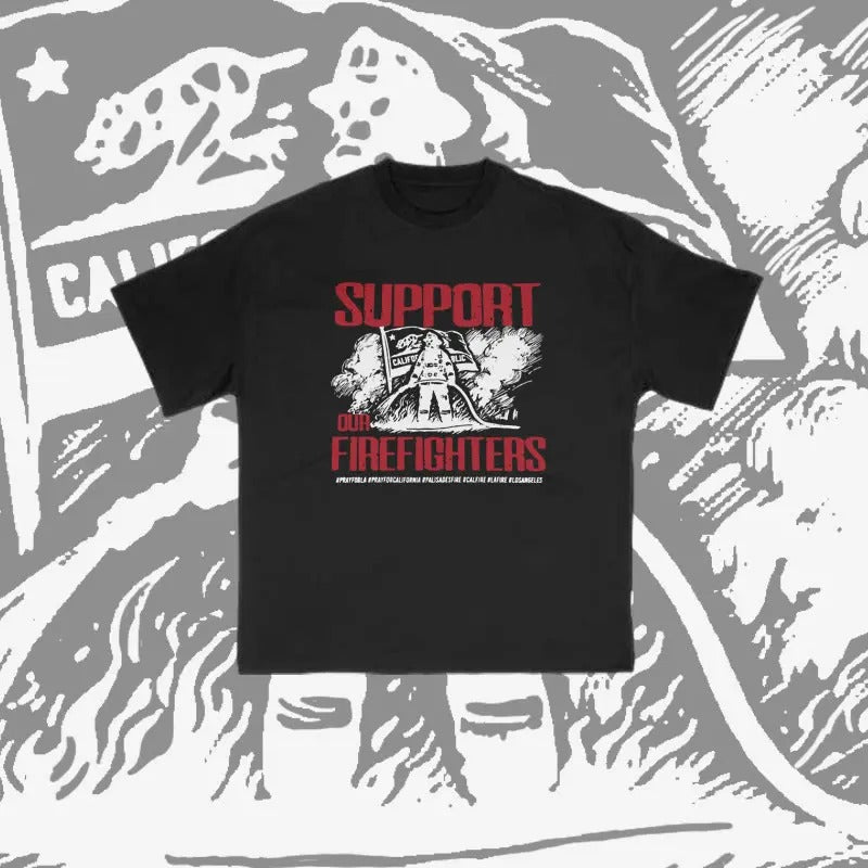 100% Cotton Support Our Firefighters Print Vintage - Adult & Kids T-Shirts, Sweatshirts & Hoodies apparel design preview 1