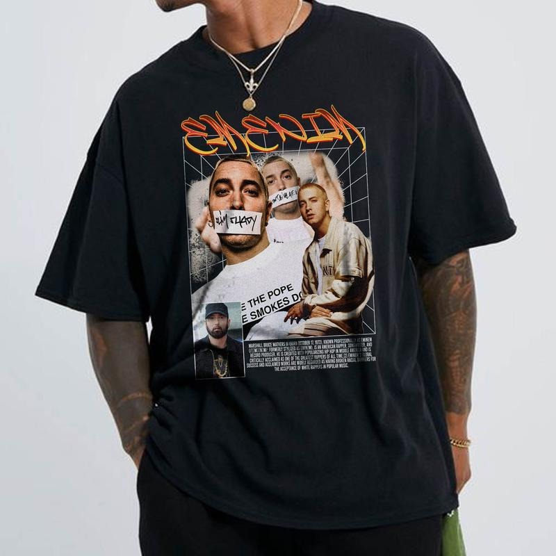 Eminem Vintage 90s Hoddie Rap Music Him - Adult & Kids T-Shirts, Sweatshirts & Hoodies apparel design preview 1