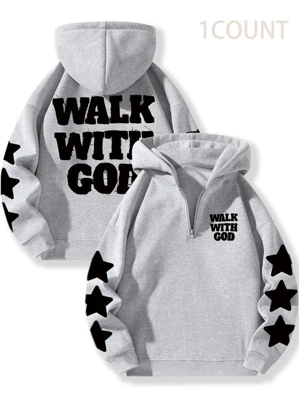 Fleece Lined Zipper Half Zip Star Print Casual Hooded - Adult & Kids T-Shirts, Sweatshirts & Hoodies apparel design preview 1