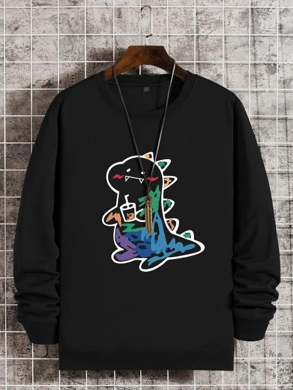 Cartoon Dinosaur Print Round Neck Regular Fit Casual - Adult & Kids T-Shirts, Sweatshirts & Hoodies apparel design preview 1