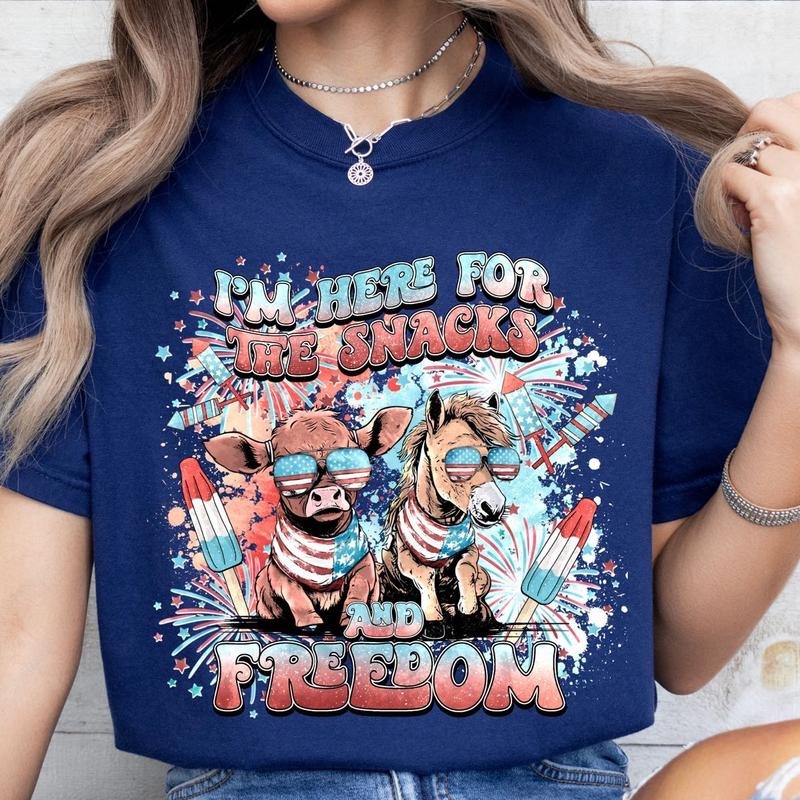 Comfort Colors July 4th Just Here Snacks Booze Short - Adult & Kids T-Shirts, Sweatshirts & Hoodies apparel design preview 1