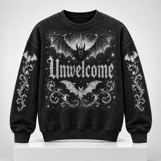 Unwelcome Bat Halloween Graphic Sweater - Gift Idea product image