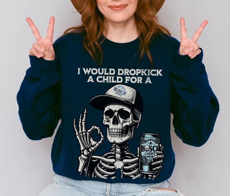 [Up 5XL] Beer Skeleton Funny Light Her Him Halloween - Adult & Kids T-Shirts, Sweatshirts & Hoodies apparel design preview 1