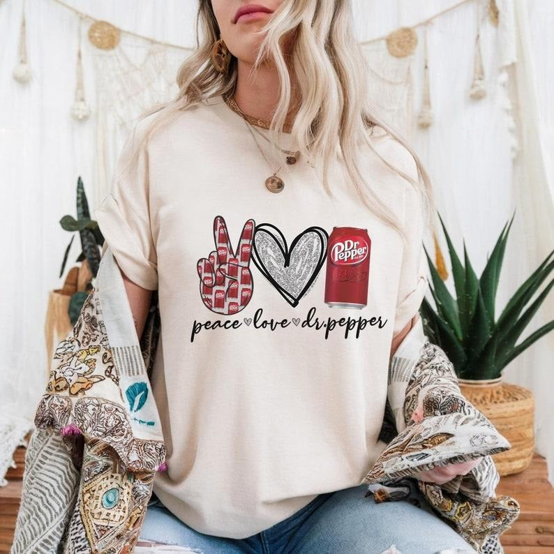[Up 5XL] Peace Love Dr Pepper Retro Soda Lovers - Adult & Kids T-Shirts, Sweatshirts & Hoodies apparel design preview 1
