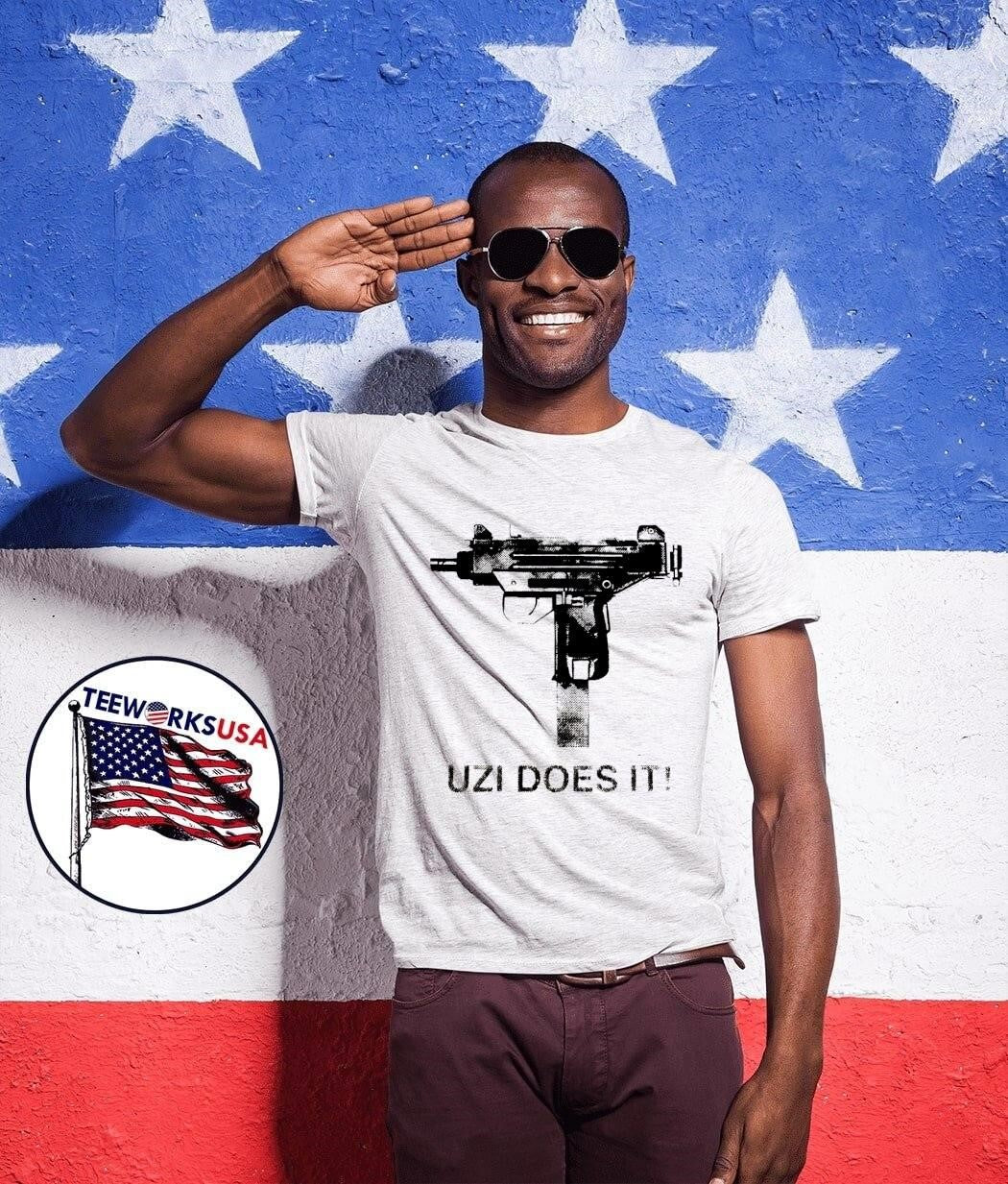 Uzi Does It Submachine Gun - Adult & Kids T-Shirts, Sweatshirts & Hoodies apparel design preview 1
