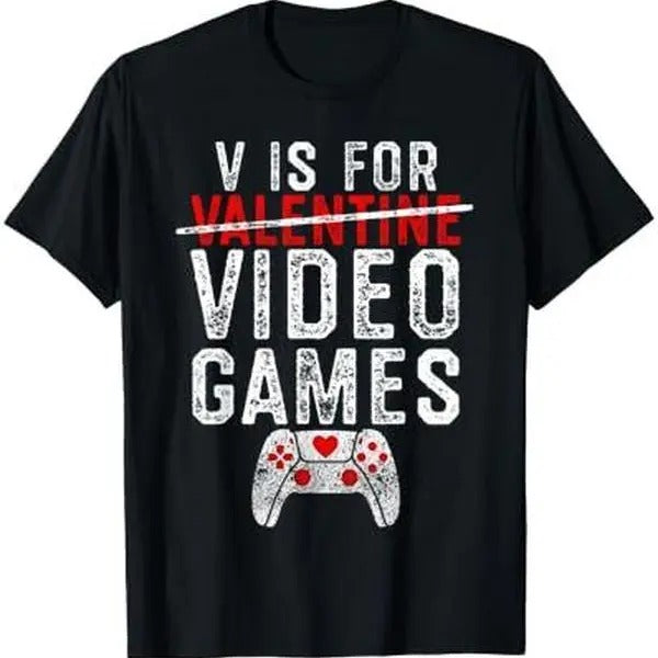 V Is Video Games Gamer - Adult & Kids T-Shirts, Sweatshirts & Hoodies apparel design preview 1