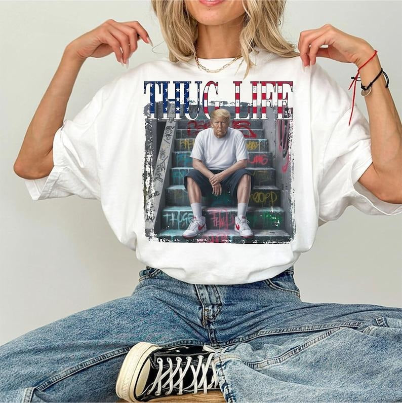 V1ral Thug Life President Preppy Edgy Amer1ca - Adult & Kids T-Shirts, Sweatshirts & Hoodies apparel design preview 1