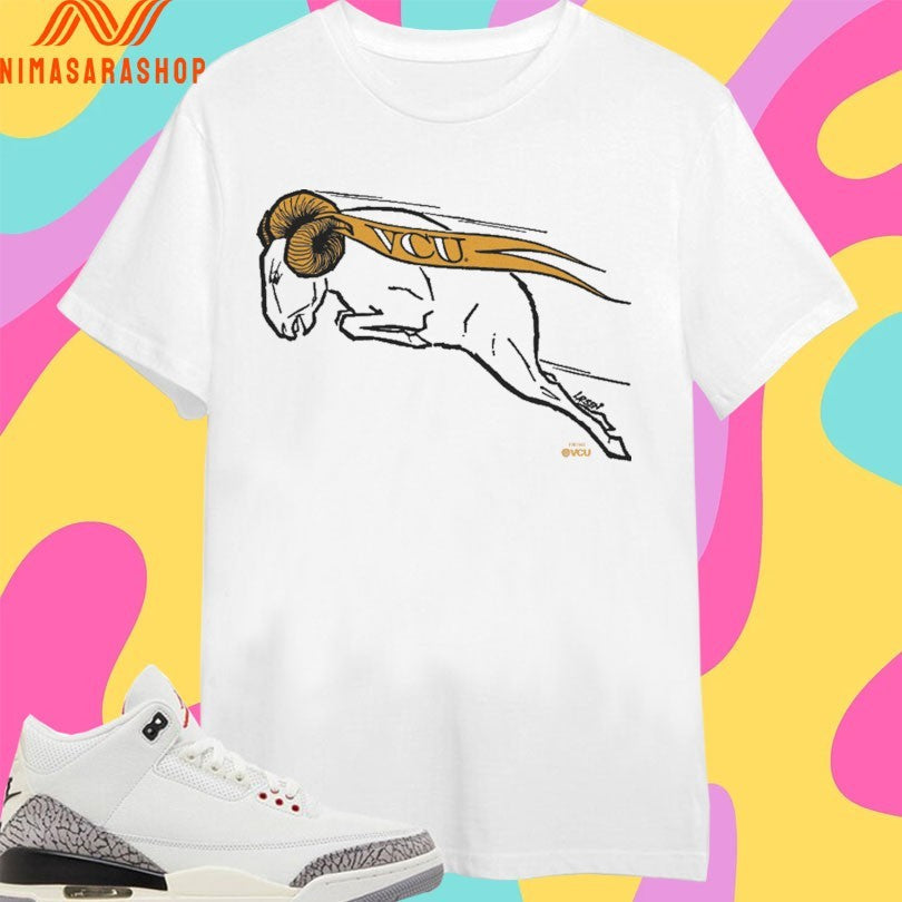 VCU Retro Jumping Ram Logo Ringer - Adult & Kids T-Shirts, Sweatshirts & Hoodies apparel design preview 1