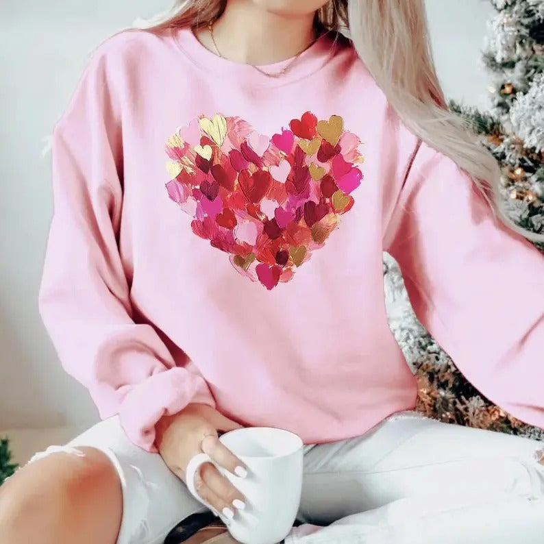 Heart Brushstroke Valentine Coquette XOXO - Adult & Kids T-Shirts, Sweatshirts & Hoodies apparel design preview 1