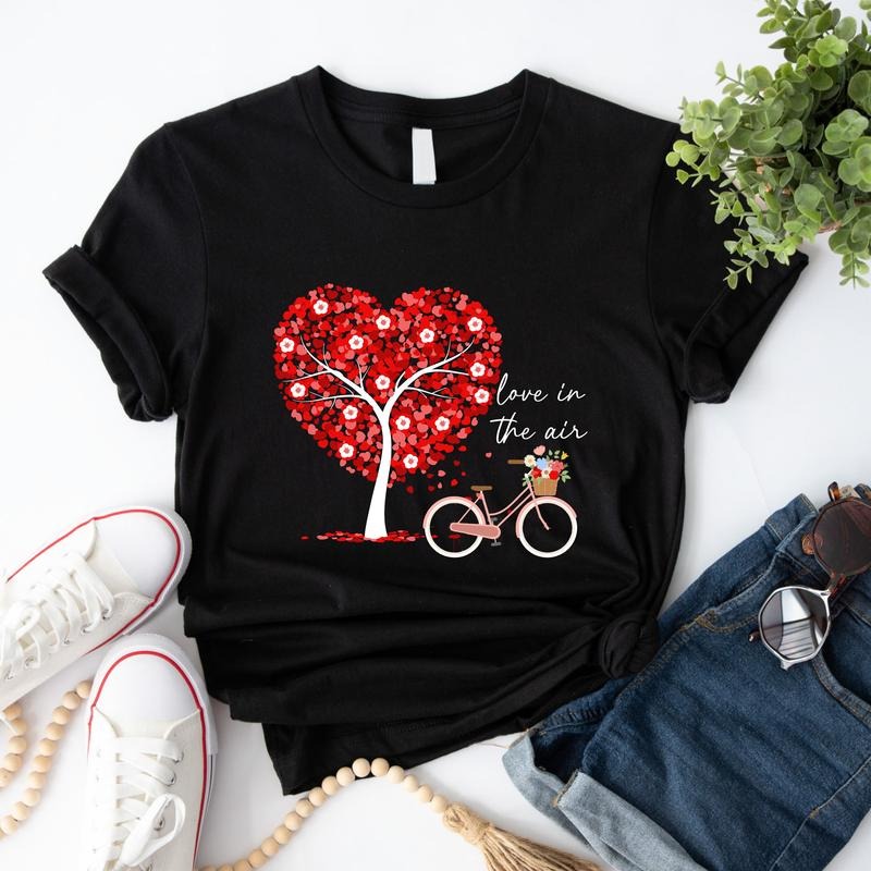 Valentines Couple Bike Heart Love Balloons His Hers - Adult & Kids T-Shirts, Sweatshirts & Hoodies apparel design preview 1