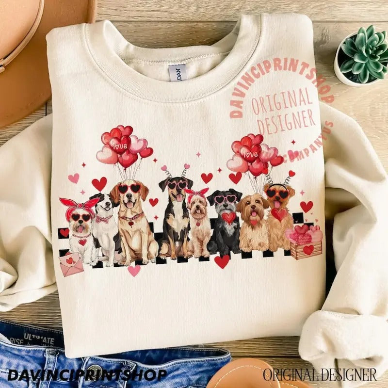 Dogs Cute Dog Lover Valentines - Adult & Kids T-Shirts, Sweatshirts & Hoodies apparel design preview 1