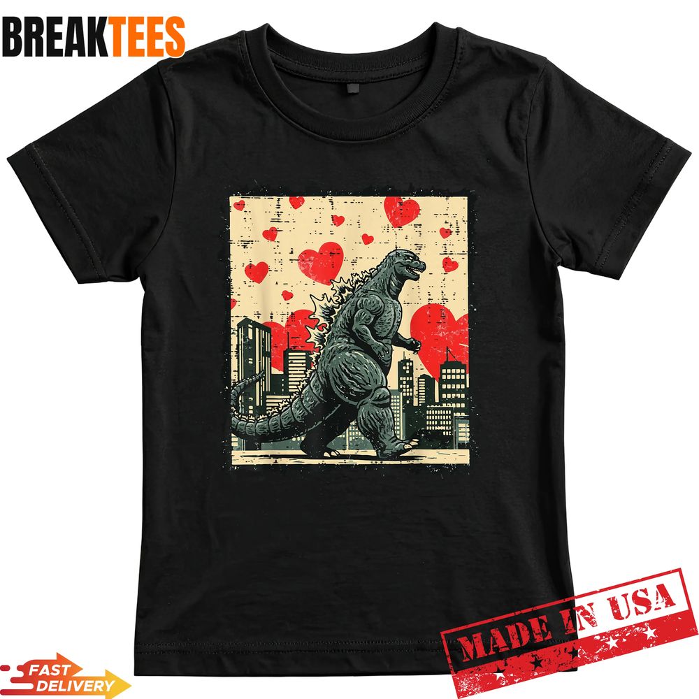 Valentines Day Kaiju Japanese Monster Hearts - Adult & Kids T-Shirts, Sweatshirts & Hoodies apparel design preview 1