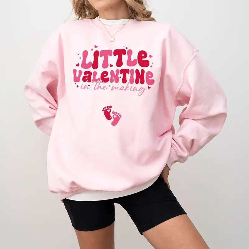 Pregnancy Announcement Little Valentine Making Baby - Adult & Kids T-Shirts, Sweatshirts & Hoodies apparel design preview 1