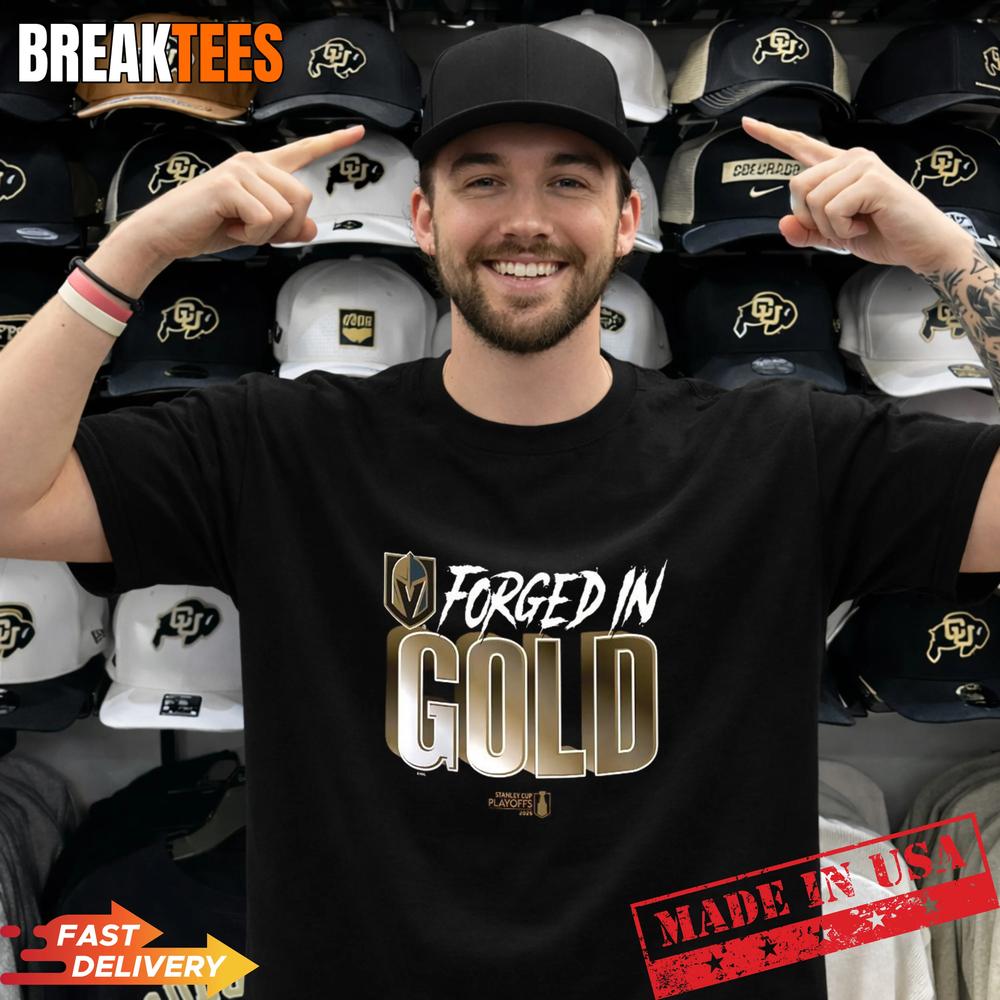Vegas Golden Knights Forged In Gold 2026 NHL Playoffs - Adult & Kids T-Shirts, Sweatshirts & Hoodies apparel design preview 1