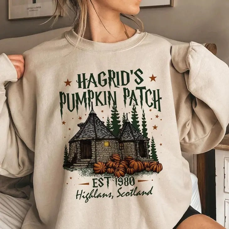 Ver 3 Hagrid'S Pumpkin Farm Fall Potterhead Fan - Adult & Kids T-Shirts, Sweatshirts & Hoodies apparel design preview 1