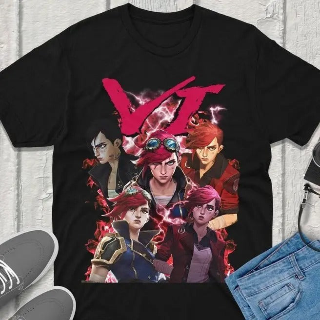 Vi Arcane Vintage Streetwear League Legends Anime - Adult & Kids T-Shirts, Sweatshirts & Hoodies apparel design preview 1