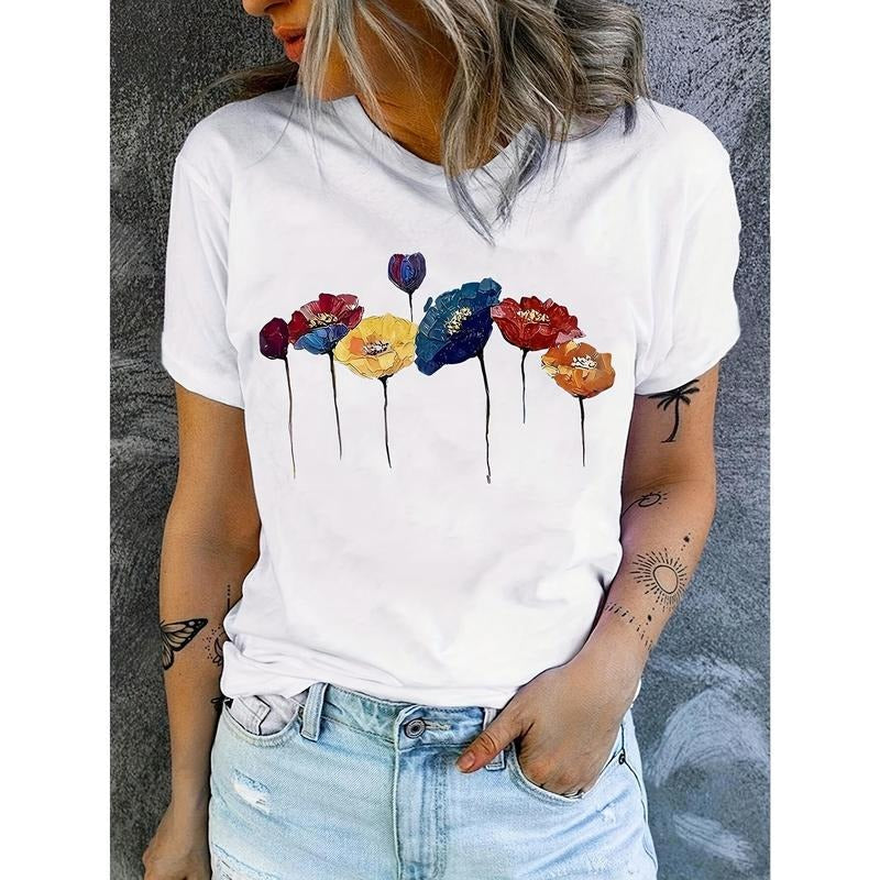 Vibrant Floral Print Crew Neck Casual Short Sleeve - Adult & Kids T-Shirts, Sweatshirts & Hoodies apparel design preview 1