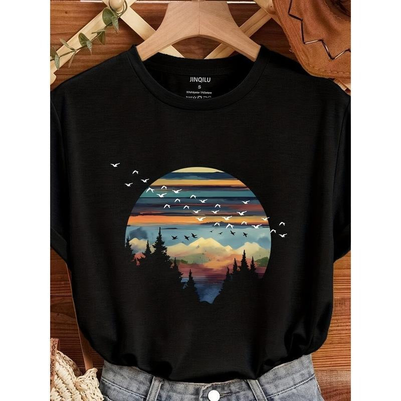Vibrant Forest Print Crew Neck Soft Breathable Casual - Adult & Kids T-Shirts, Sweatshirts & Hoodies apparel design preview 1