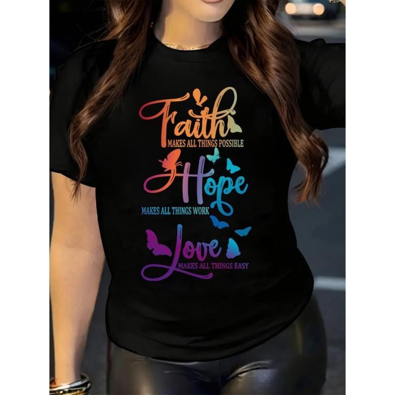 Vibrant Letter Butterfly Print Crew Neck Casual Short - Adult & Kids T-Shirts, Sweatshirts & Hoodies apparel design preview 1
