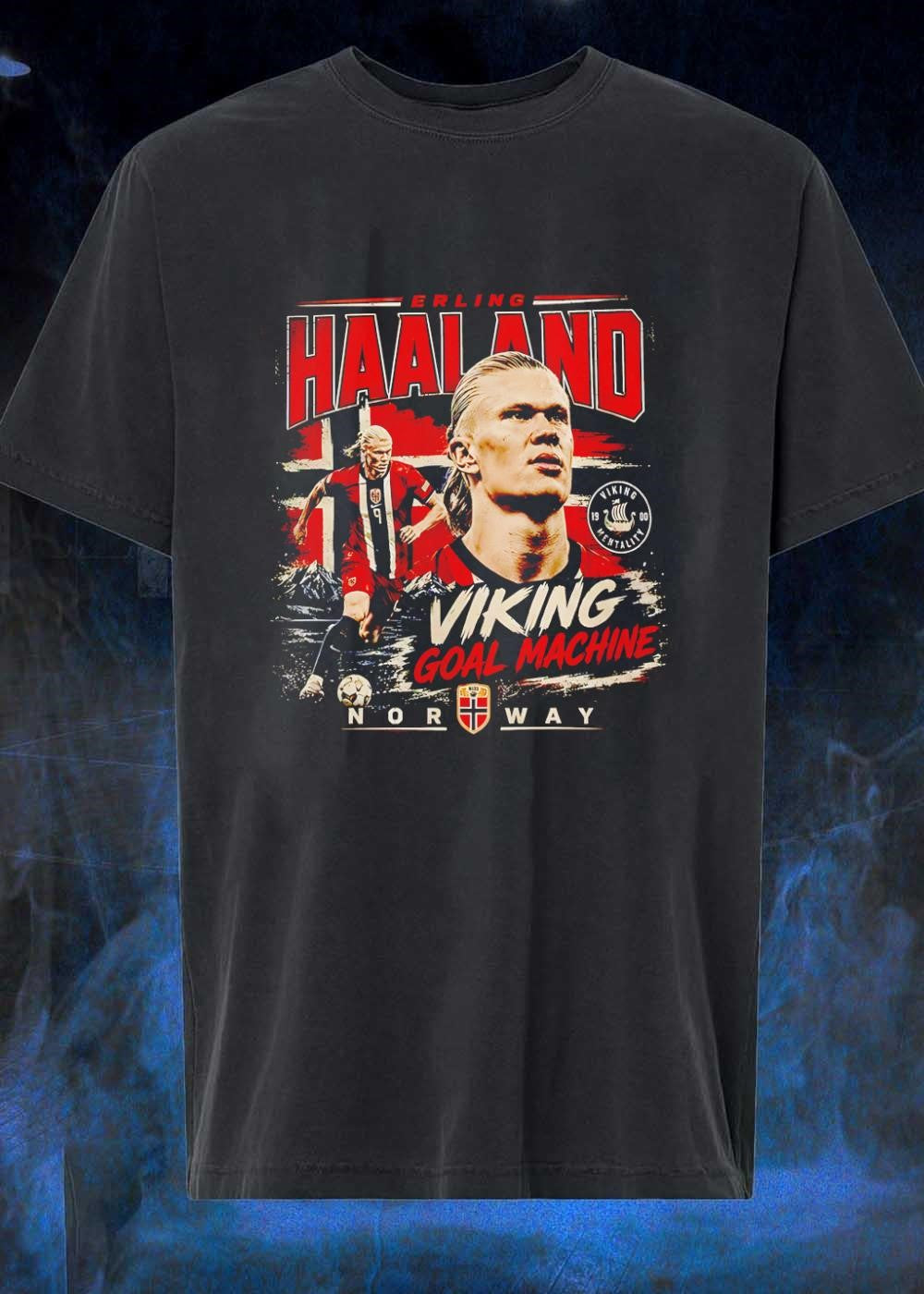 Viking Mentality Erling Haaland Goal Machine Norway - Adult & Kids T-Shirts, Sweatshirts & Hoodies apparel design preview 1