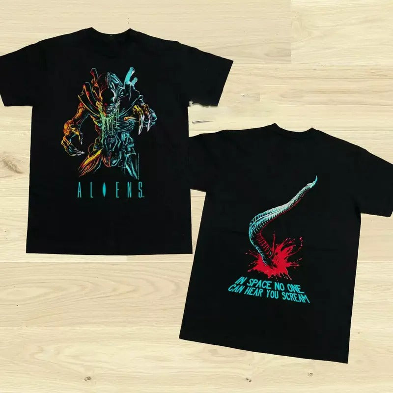 Vintage 1988 Aliens Movie Double Sided No One Can - Adult & Kids T-Shirts, Sweatshirts & Hoodies apparel design preview 1