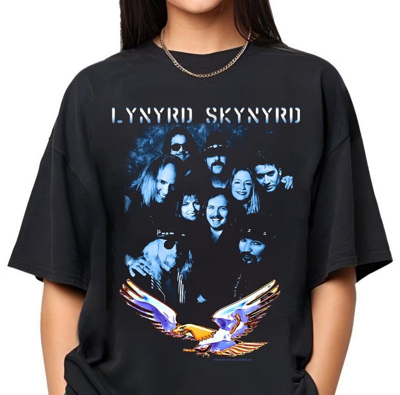 Vintage 1990s Lynyrrdd Skynyrrdd Black Concert Rock - Adult & Kids T-Shirts, Sweatshirts & Hoodies apparel design preview 1