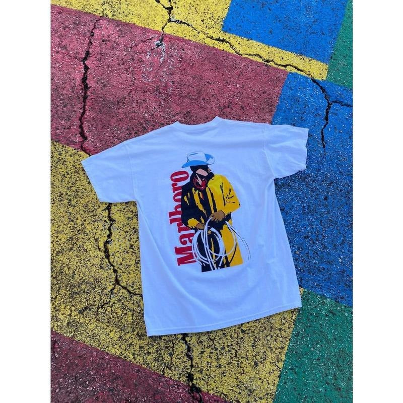 Vintage 80s 90s Marlboro Smoking Cowboy Western Man 2 - Adult & Kids T-Shirts, Sweatshirts & Hoodies apparel design preview 1