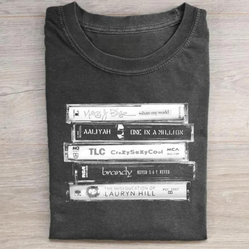 Vintage 90s Female R&B Singers Cassette Tape Aaliyah - Adult & Kids T-Shirts, Sweatshirts & Hoodies apparel design preview 1