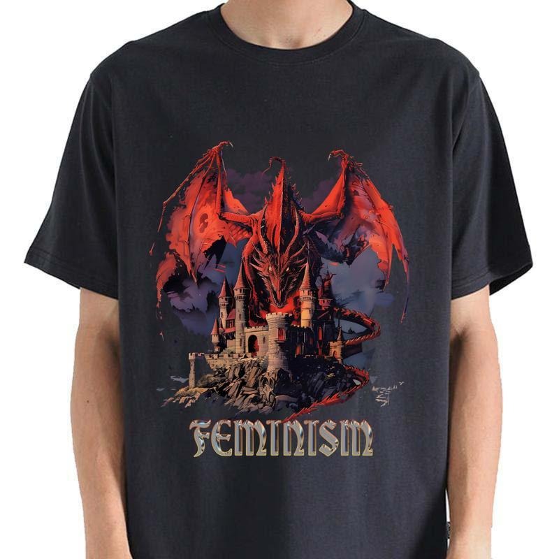 Vintage 90s Feminism Dragon Fantasy Funny Gag Meme - Adult & Kids T-Shirts, Sweatshirts & Hoodies apparel design preview 1