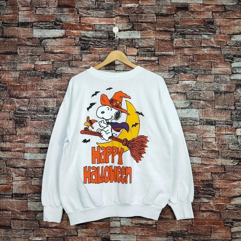 Vintage 90s Peanuts Sn00.Py Happy Halloween Cute - Adult & Kids T-Shirts, Sweatshirts & Hoodies apparel design preview 1