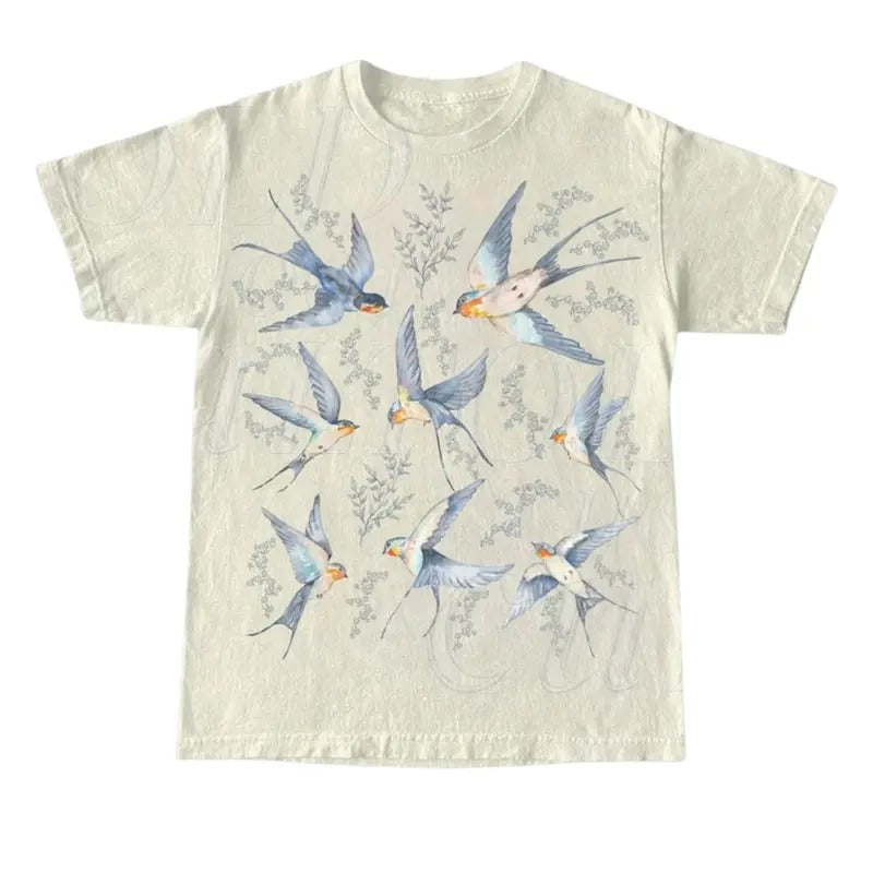 Vintage 90s Tattoo Birds Retro Bird Lovers Cute - Adult & Kids T-Shirts, Sweatshirts & Hoodies apparel design preview 1