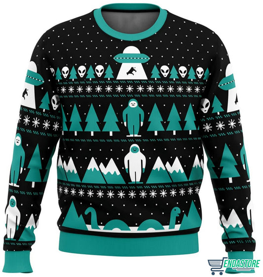 Vintage Alien UFO 3D Christmas Sweater - Holiday Gift product image