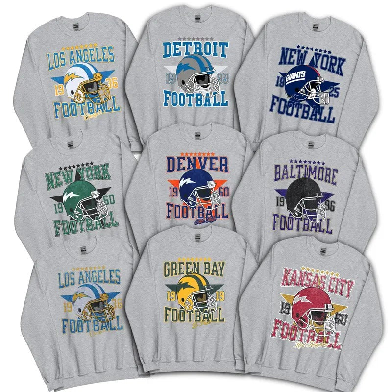 Vintage All Team Football Retro Grey Fabric Menswear - Adult & Kids T-Shirts, Sweatshirts & Hoodies apparel design preview 1